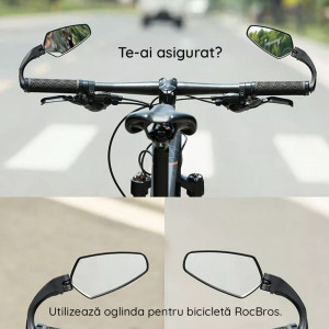 Oglinda pentru Bicicleta - RockBros 360 Adjustable Angle (FK-212) - Black - Img 4