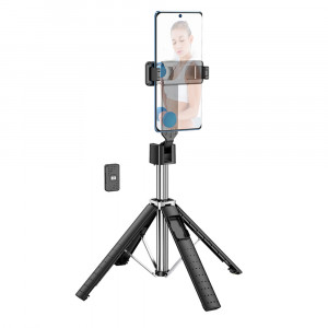 Selfie Stick Wireless Bluetooth 4.0 cu Telecomana si Trepied - Hoco (K18) - Black - Img 1