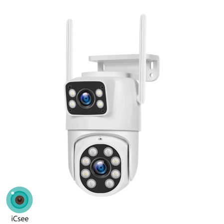 Camera de supraveghere exterior dubla, 8MP 4K, Detectare umana AI, Auto Tracking, IP66, wireless