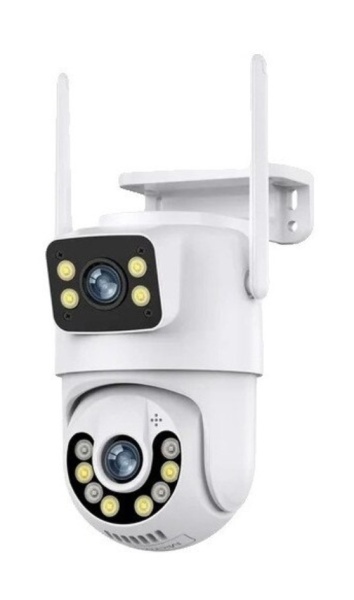 Camera dubla de supraveghere exterior, 8MP 4K, Detectare umana AI, Auto Tracking, IP66, wireless, cu card 32G
