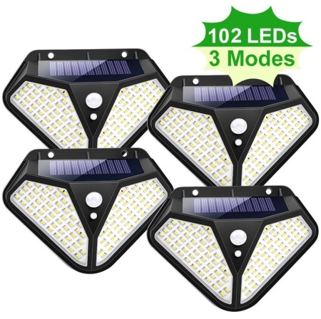 SET 4 LAMPI SOLARE CU 3 MOD ILUMINARE 102 LED-URI