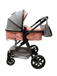 Carucior 2 in 1 T8, Cu landou Reversibil, copertina extensibila, geanta pentru scutece, strangere compacta, plasa de insecte si saltea bambus, turcoaz