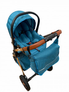 Carucior 3 in 1 Reversibil, cu Suspensii, Geanta Inclusa si Cos Auto, Plabil, T9, Albastru - Img 2