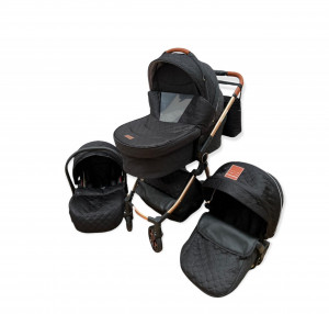Carucior 3 In 1, Scoica, Landou si Sport, Reversibil Si Cu Suspensii T6, Negru