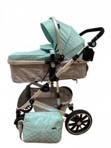 Carucior 3 in 1 T1 , 0-36 luni, transformabil, reversibil,cu roti cauciuc, culoare VERDE - Img 8
