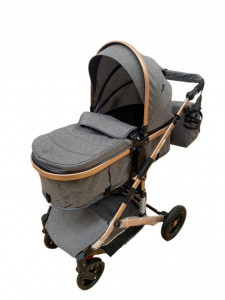Carucior bebe 2 in 1, 0-36 luni, desene, T7 gri - Img 2