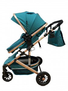 Carucior bebe 2 in 1, 0-36 luni, desene, T7 turcoaz - Img 5
