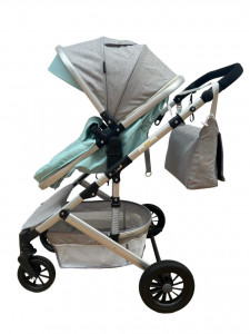 Carucior bebe 2 in 1, 0-36 luni, desene, T7 verde - Img 3