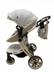 Carucior copii F1 2 in 1, 2 piese, 0-36 luni, crem - Img 3