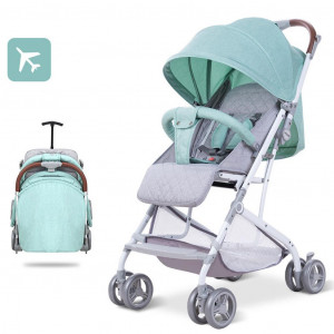 Carucior sport bebelusi, Hope709 T, pliere troller, compatibil avion, roti pline, 0-36 luni, gri-turquaz
