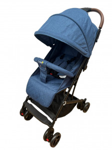 Carucior sport bebelusi, pliere troller, compatibil avion, roti pline, 0-36 luni, albastru - Img 4