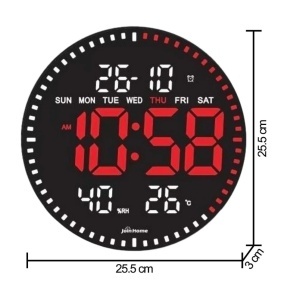 Ceas Digital de Perete 28cm cu LED USB – Afișaj pentru Calendar, Temperatură, Umiditate și Cronometru cu Telecomandă - Img 4