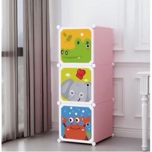 Dulap modular cu ANIMALUTE , 3 compartimente colorat pentru camera copiilor