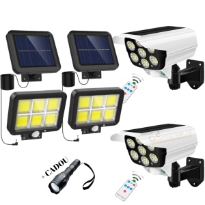 PACHET SOLAR 2 PROIECTOARE + 2 CAMERE SOLARE FALASE + LANTERNA CADOU - Img 1