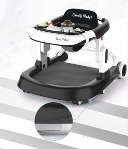 Premergator si Antemergator, 3 in 1,functie si de scaun de masa, reglabil pe inaltime, cu roti de silicon,muzical,negru - Img 2