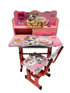 Set birou si scaunel, pentru copii, lemn si metal, +2 ani, Imprimeu Fetita , B12
