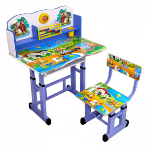 Set pentru copii cu birou si scaunel, metalic + MDF, 69x45 cm, reglabil