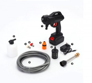Set pistol presiune cu jet de apa portabil 300W, pe acumulator, 1 acumulatori 48V (spumare, 2 jeturi), gradina, masina - Img 3
