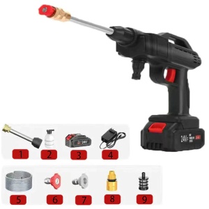 Set pistol presiune cu jet de apa portabil 300W, pe acumulator, 1 acumulatori 48V (spumare, 2 jeturi), gradina, masina - Img 4
