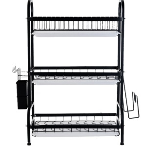 Suport Vase 3 Nivele din Otel Inoxidabil - Organizator Bucatarie 62x24x42cm Negru - Img 3