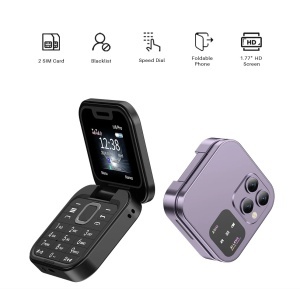 Telefon mobil mini cu ecran dublu, butoane mari, lanterna LED, camera foto, 2 x Nano SIM, player muzical, radio - Img 3