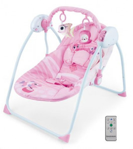 Balansoar bebelusi cu telecomanda, A2 Ocean Pink, muzica, roz