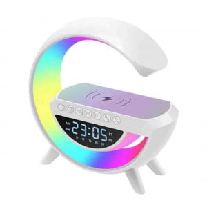 Boxa Bluetooth Multifunctionala 3 in 1, Lampa LED RGB, Boxa Bluetooth, Incarcator Telefon Wireless, Lumina RGB, Alb - Img 1
