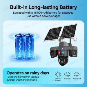 Camera de Supraveghere 4G Solara cu 4 Lentile, 2 Panouri Solare, PTZ 355°, 12MP, AOV, Detectare Uman, Vedere Nocturna Color, IP66, - Img 6