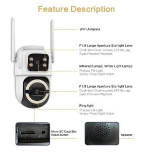 Camera Supraveghere Dubla cu WiFi, Rezolutie 3MP, Rezistenta la Apa, Interior si Exterior - Img 4