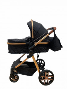 Carucior 3 in 1 Reversibil, cu Suspensii, Geanta Inclusa si Cos Auto, Plabil, T9, Negru - Img 7