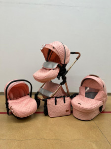 Carucior 3 In 1, Scoica, Landou si Sport, Reversibil Si Cu Suspensii T6, Roz - Img 2