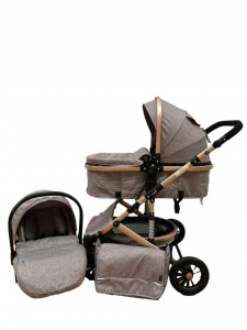 Carucior 3 In 1, T2, Scoica, Landou si Sport, Reversibil Si Cu Suspensii,Gri