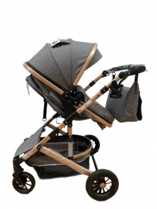 Carucior bebe 2 in 1, 0-36 luni, desene, T7 gri - Img 3