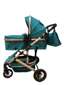 Carucior bebe 2 in 1, 0-36 luni, desene, T7 turcoaz - Img 6
