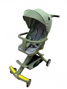 Carucior C2 Deluxe, reversibil, pliabil, cu lumini si muzica, Verde - Img 3