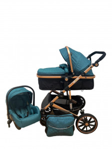 Carucior copii transformabil 3in1, Landou Reversibil, T4, Turcoaz