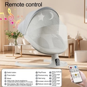 Leagan Electric Bebelusi, 5 Trepte Balansare, Bluetooth, Telecomanda, Plasa Anti-insecte, Centuri 3 si 5 Puncte, 2 Jucarii Incluse, 10 Melodii, 0-12 Luni, 12 kg, 61x75x71cm, Balansoar Leaganel Electric Copii, Roz - Img 4