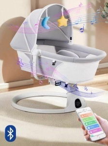 Leagăn electric POPYPAPA, balansoar și pătuț pentru bebeluși, 3 viteze, muzical, cu telecomandă, multicolor, 9kg - Img 8