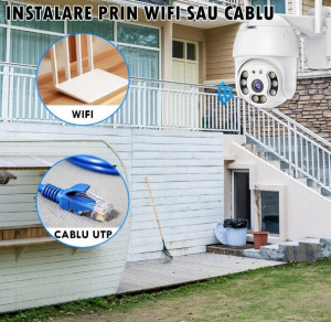 PACHET 4 CAMERE SUPRAVEGHERE WIFI AH-XM-A6 5MP, ICSEE, SENZOR MISCARE, CONECTARE WIFI / CABLU UTP - Img 8