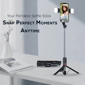SELFIE STICK CU TELECOMANDA, LED-URI, INALTIME DE 115CM , CONECTARE TELEFON - Img 3