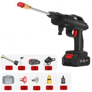 Set pistol presiune cu jet de apa portabil 300W, pe acumulator, 1 acumulatori 48V (spumare, 2 jeturi), gradina, masina - Img 4
