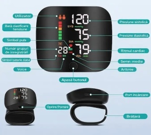 Tensiometru Digital de Încheietură cu Ecran LED Color – Măsurare Automată A Tensiunii Și Pulsului - Img 4