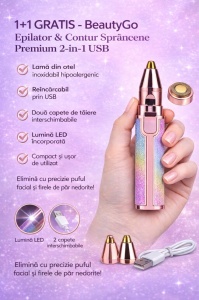 1+1 GRATIS - BeautyGo Epilator & Contur Sprâncene Premium 2-în-1 USB - Img 2