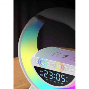 Boxa Bluetooth Multifunctionala 3 in 1, Lampa LED RGB, Boxa Bluetooth, Incarcator Telefon Wireless, Lumina RGB, Alb - Img 2
