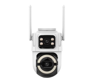 Camera Supraveghere Dubla cu WiFi, Rezolutie 3MP, Rezistenta la Apa, Interior si Exterior