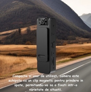 Camera Video Recorder HD 1080P cu Clip Magnetic pentru Conferinte si Sporturi in Aer Liber, Negru - Img 3
