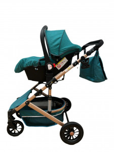 Carucior 3 In 1, T2, Scoica, Landou si Sport, Reversibil Si Cu Suspensii, Verde Inchis - Img 8