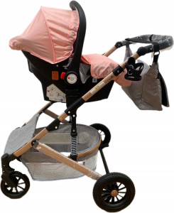 Carucior 3 In 1, T2, Scoica, Landou si Sport, Reversibil Si Cu Suspensii,GRI-ROZ - Img 2