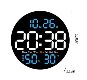 Ceas decorativ rotund , electronic, ecran colorat, albastru, 25.5x25.5x3cm, cablu USB - Img 2