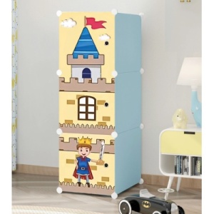 Dulap modular cu ANIMALUTE , 3 compartimente colorat pentru camera copiilor